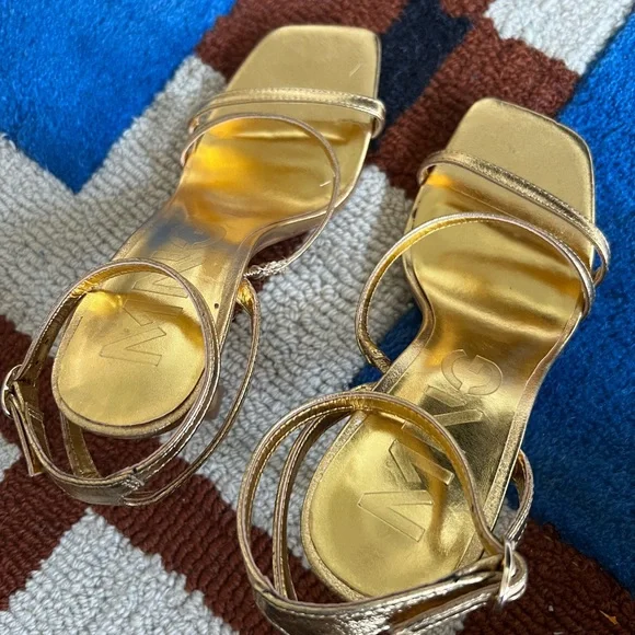 Mango Elegant Gold Strappy Heels - Picture 3 of 5